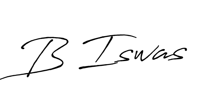 The best way (Antro_Vectra_Bolder) to make a short signature is to pick only two or three words in your name. The name B Iswas include a total of six letters. For converting this name. B Iswas signature style 7 images and pictures png