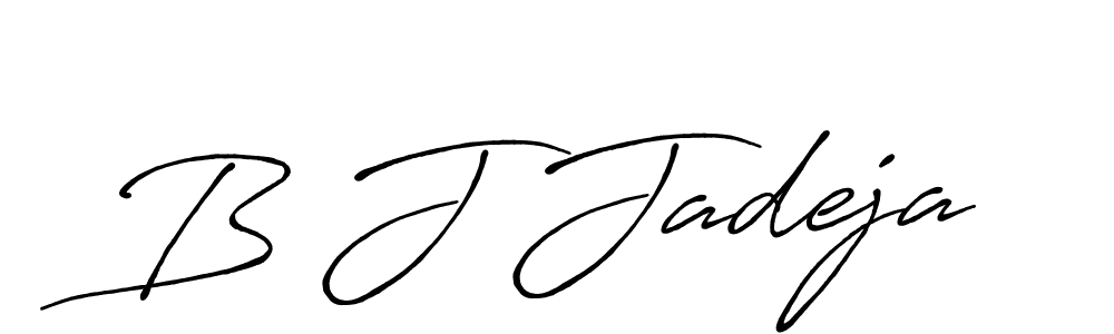 Use a signature maker to create a handwritten signature online. With this signature software, you can design (Antro_Vectra_Bolder) your own signature for name B J Jadeja. B J Jadeja signature style 7 images and pictures png