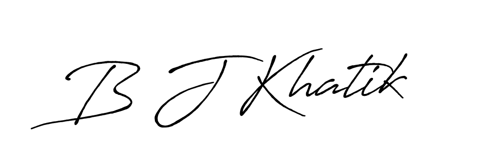 Make a beautiful signature design for name B J Khatik. With this signature (Antro_Vectra_Bolder) style, you can create a handwritten signature for free. B J Khatik signature style 7 images and pictures png