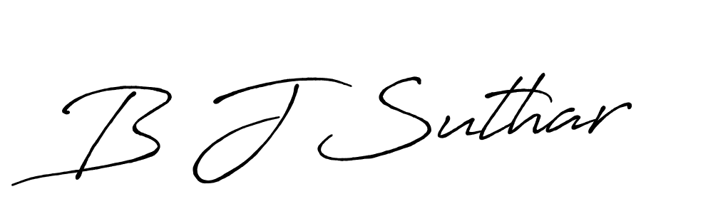 How to make B J Suthar name signature. Use Antro_Vectra_Bolder style for creating short signs online. This is the latest handwritten sign. B J Suthar signature style 7 images and pictures png