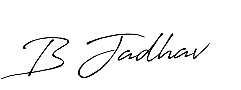 The best way (Antro_Vectra_Bolder) to make a short signature is to pick only two or three words in your name. The name B Jadhav include a total of six letters. For converting this name. B Jadhav signature style 7 images and pictures png