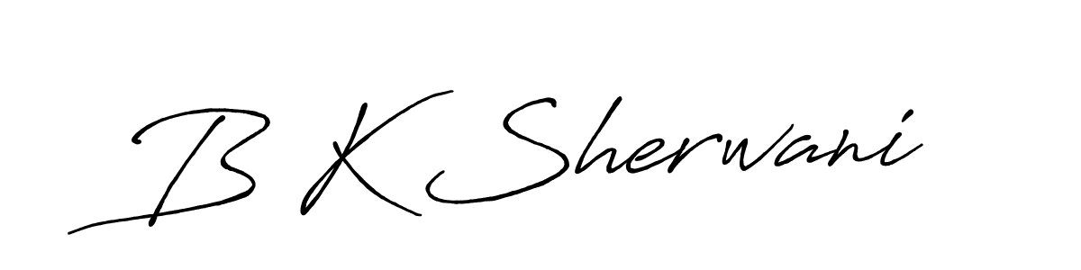 The best way (Antro_Vectra_Bolder) to make a short signature is to pick only two or three words in your name. The name B K Sherwani include a total of six letters. For converting this name. B K Sherwani signature style 7 images and pictures png