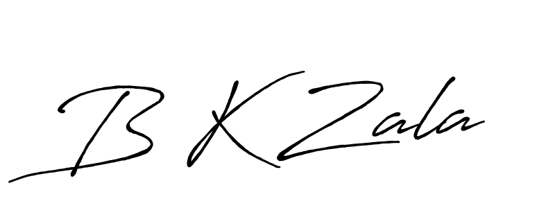 if you are searching for the best signature style for your name B K Zala. so please give up your signature search. here we have designed multiple signature styles  using Antro_Vectra_Bolder. B K Zala signature style 7 images and pictures png