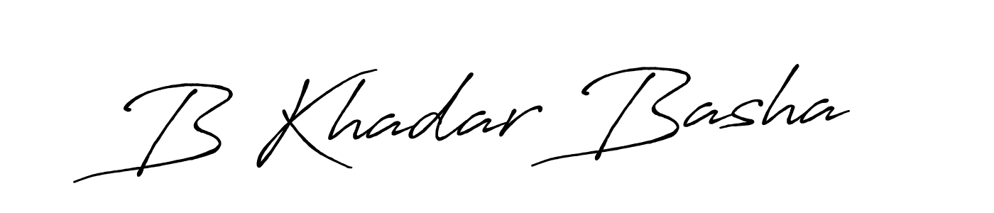 Make a beautiful signature design for name B Khadar Basha. With this signature (Antro_Vectra_Bolder) style, you can create a handwritten signature for free. B Khadar Basha signature style 7 images and pictures png