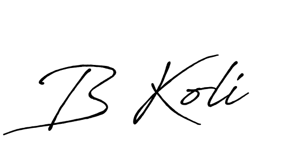 How to make B Koli name signature. Use Antro_Vectra_Bolder style for creating short signs online. This is the latest handwritten sign. B Koli signature style 7 images and pictures png