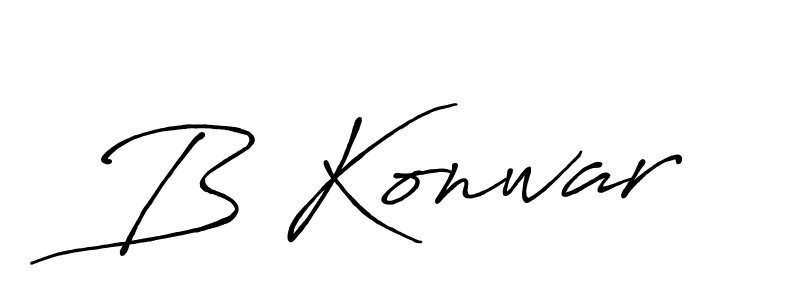 Use a signature maker to create a handwritten signature online. With this signature software, you can design (Antro_Vectra_Bolder) your own signature for name B Konwar. B Konwar signature style 7 images and pictures png