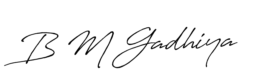 Create a beautiful signature design for name B M Gadhiya. With this signature (Antro_Vectra_Bolder) fonts, you can make a handwritten signature for free. B M Gadhiya signature style 7 images and pictures png