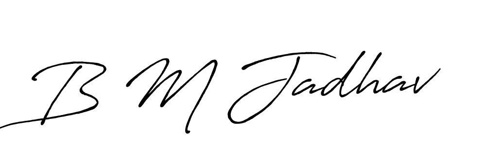 The best way (Antro_Vectra_Bolder) to make a short signature is to pick only two or three words in your name. The name B M Jadhav include a total of six letters. For converting this name. B M Jadhav signature style 7 images and pictures png