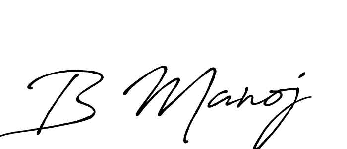 How to make B Manoj name signature. Use Antro_Vectra_Bolder style for creating short signs online. This is the latest handwritten sign. B Manoj signature style 7 images and pictures png