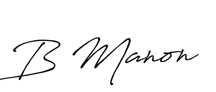 How to make B Manon name signature. Use Antro_Vectra_Bolder style for creating short signs online. This is the latest handwritten sign. B Manon signature style 7 images and pictures png