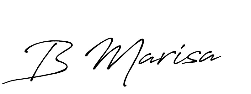 How to make B Marisa name signature. Use Antro_Vectra_Bolder style for creating short signs online. This is the latest handwritten sign. B Marisa signature style 7 images and pictures png