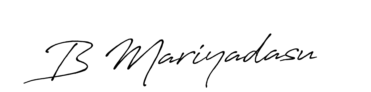 How to make B Mariyadasu name signature. Use Antro_Vectra_Bolder style for creating short signs online. This is the latest handwritten sign. B Mariyadasu signature style 7 images and pictures png