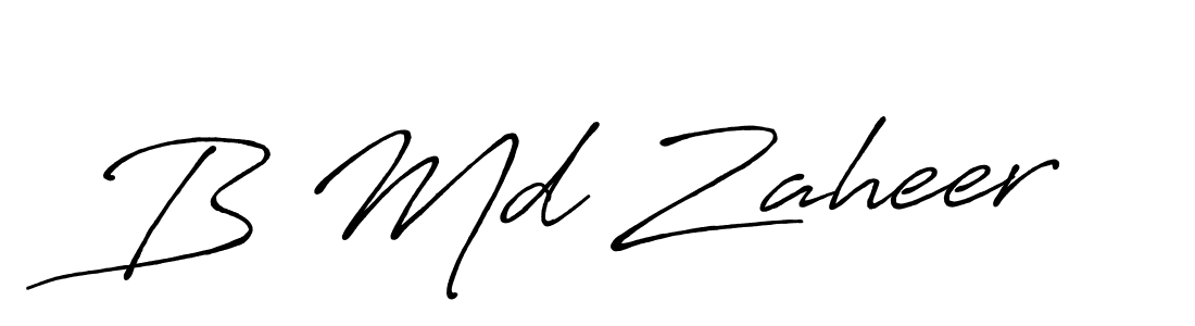 Make a beautiful signature design for name B Md Zaheer. With this signature (Antro_Vectra_Bolder) style, you can create a handwritten signature for free. B Md Zaheer signature style 7 images and pictures png