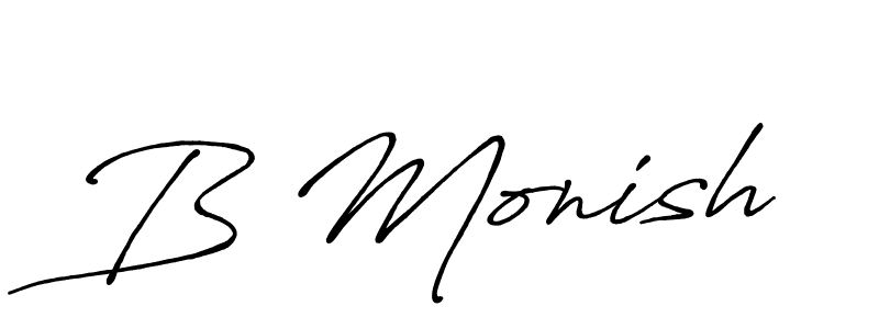 How to make B Monish name signature. Use Antro_Vectra_Bolder style for creating short signs online. This is the latest handwritten sign. B Monish signature style 7 images and pictures png