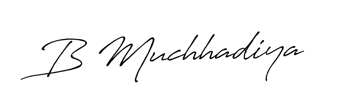 How to make B Muchhadiya signature? Antro_Vectra_Bolder is a professional autograph style. Create handwritten signature for B Muchhadiya name. B Muchhadiya signature style 7 images and pictures png