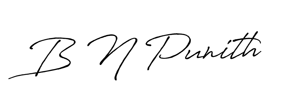 Create a beautiful signature design for name B N Punith. With this signature (Antro_Vectra_Bolder) fonts, you can make a handwritten signature for free. B N Punith signature style 7 images and pictures png