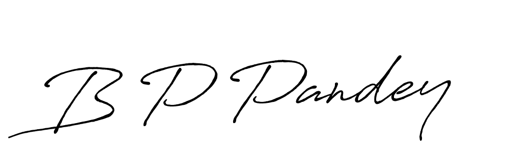 Use a signature maker to create a handwritten signature online. With this signature software, you can design (Antro_Vectra_Bolder) your own signature for name B P Pandey. B P Pandey signature style 7 images and pictures png