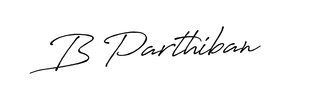 How to make B Parthiban name signature. Use Antro_Vectra_Bolder style for creating short signs online. This is the latest handwritten sign. B Parthiban signature style 7 images and pictures png