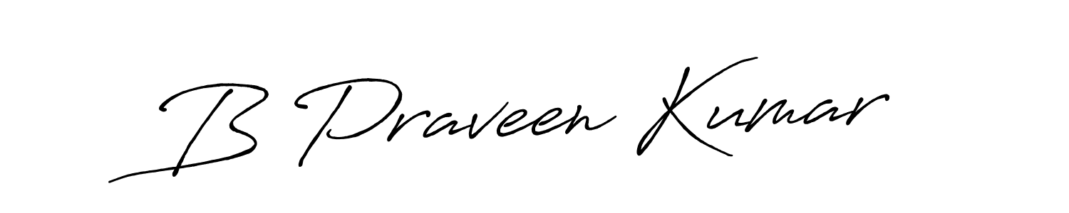 Use a signature maker to create a handwritten signature online. With this signature software, you can design (Antro_Vectra_Bolder) your own signature for name B Praveen Kumar. B Praveen Kumar signature style 7 images and pictures png