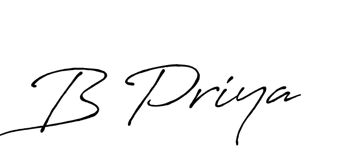 The best way (Antro_Vectra_Bolder) to make a short signature is to pick only two or three words in your name. The name B Priya include a total of six letters. For converting this name. B Priya signature style 7 images and pictures png