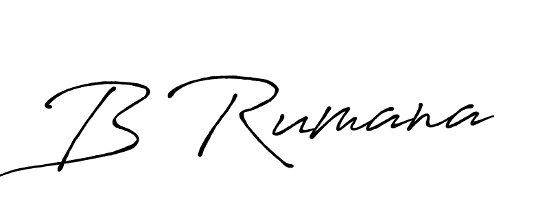 The best way (Antro_Vectra_Bolder) to make a short signature is to pick only two or three words in your name. The name B Rumana include a total of six letters. For converting this name. B Rumana signature style 7 images and pictures png