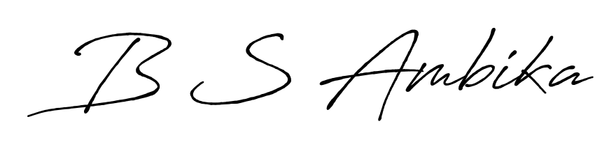Discover how B S Ambika looks in an executive cursive font (Antro_Vectra_Bolder). Perfect for legal documents, invoices, and certificates. B S Ambika signature style 7 images and pictures png