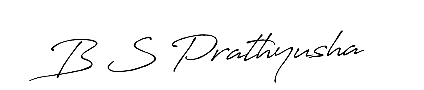 The best way (Antro_Vectra_Bolder) to make a short signature is to pick only two or three words in your name. The name B S Prathyusha include a total of six letters. For converting this name. B S Prathyusha signature style 7 images and pictures png