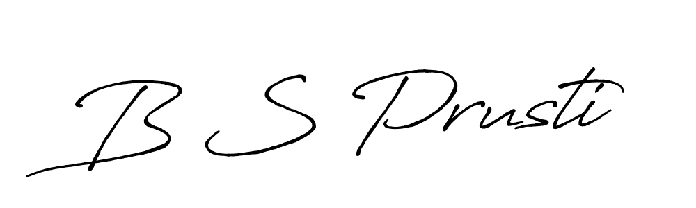 How to make B S Prusti name signature. Use Antro_Vectra_Bolder style for creating short signs online. This is the latest handwritten sign. B S Prusti signature style 7 images and pictures png