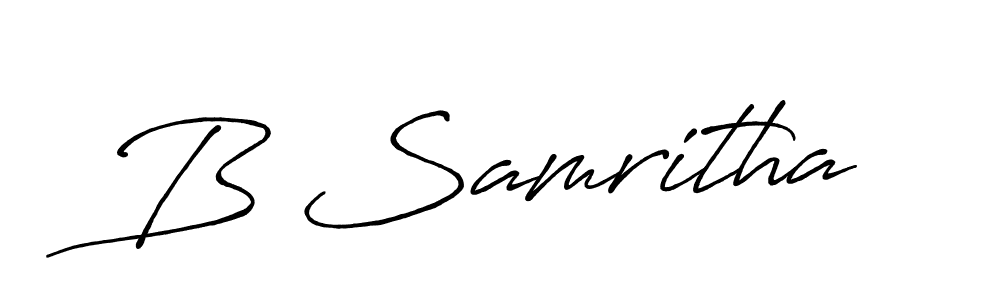 You should practise on your own different ways (Antro_Vectra_Bolder) to write your name (B Samritha) in signature. don't let someone else do it for you. B Samritha signature style 7 images and pictures png