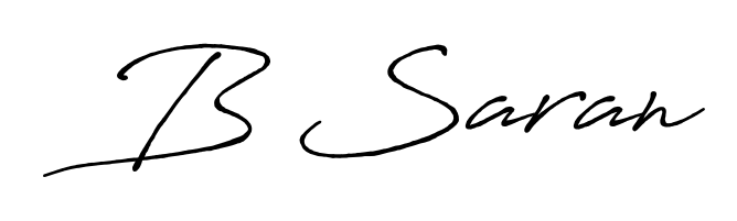 Designed for modern professionals: B Saran name signature crafted with Antro_Vectra_Bolder script. Ready for digital PDF workflows. B Saran signature style 7 images and pictures png