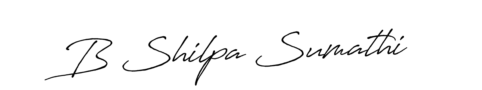 Similarly Antro_Vectra_Bolder is the best handwritten signature design. Signature creator online .You can use it as an online autograph creator for name B Shilpa Sumathi. B Shilpa Sumathi signature style 7 images and pictures png