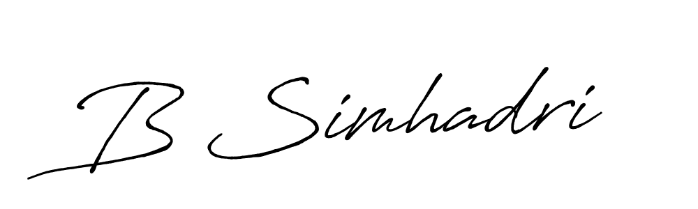 The best way (Antro_Vectra_Bolder) to make a short signature is to pick only two or three words in your name. The name B Simhadri include a total of six letters. For converting this name. B Simhadri signature style 7 images and pictures png