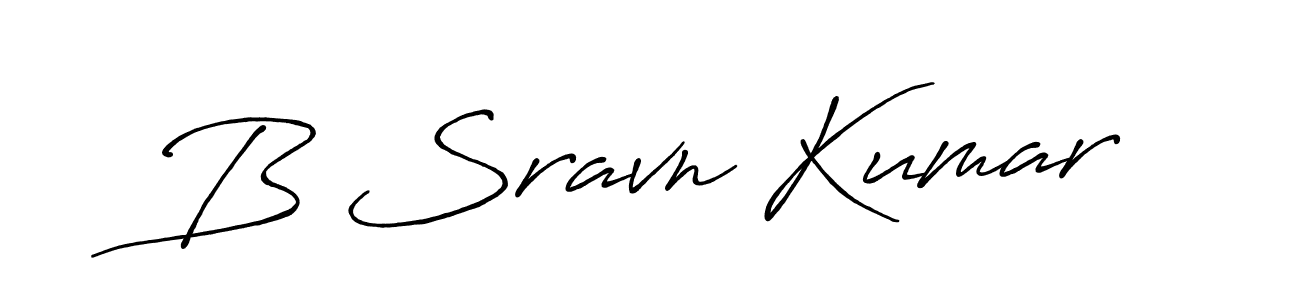 The best way (Antro_Vectra_Bolder) to make a short signature is to pick only two or three words in your name. The name B Sravn Kumar include a total of six letters. For converting this name. B Sravn Kumar signature style 7 images and pictures png
