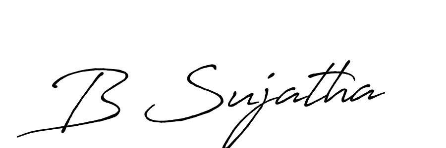 if you are searching for the best signature style for your name B Sujatha. so please give up your signature search. here we have designed multiple signature styles  using Antro_Vectra_Bolder. B Sujatha signature style 7 images and pictures png