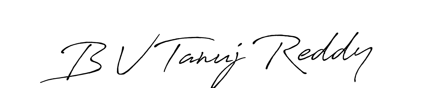 Make a beautiful signature design for name B V Tanuj Reddy. With this signature (Antro_Vectra_Bolder) style, you can create a handwritten signature for free. B V Tanuj Reddy signature style 7 images and pictures png