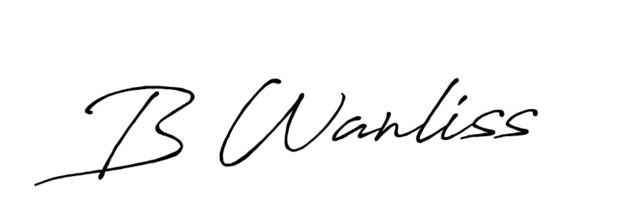 How to make B Wanliss signature? Antro_Vectra_Bolder is a professional autograph style. Create handwritten signature for B Wanliss name. B Wanliss signature style 7 images and pictures png