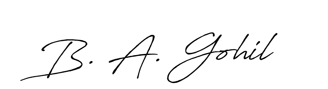 Use a signature maker to create a handwritten signature online. With this signature software, you can design (Antro_Vectra_Bolder) your own signature for name B. A. Gohil. B. A. Gohil signature style 7 images and pictures png