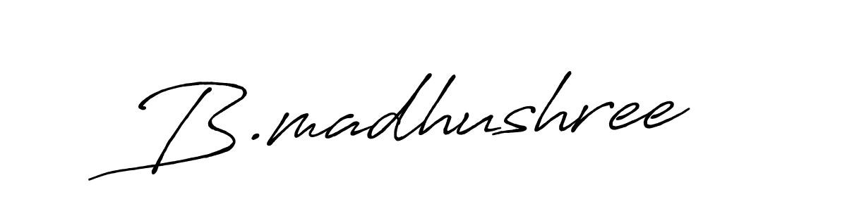 Use a signature maker to create a handwritten signature online. With this signature software, you can design (Antro_Vectra_Bolder) your own signature for name B.madhushree. B.madhushree signature style 7 images and pictures png
