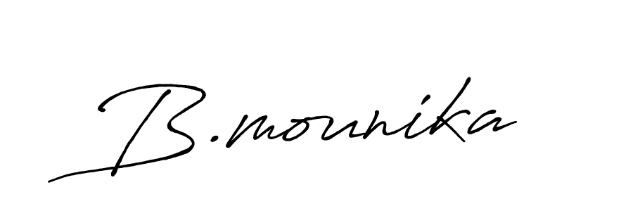 Create a beautiful signature design for name B.mounika. With this signature (Antro_Vectra_Bolder) fonts, you can make a handwritten signature for free. B.mounika signature style 7 images and pictures png