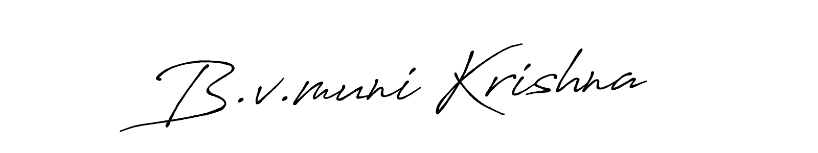 The best way (Antro_Vectra_Bolder) to make a short signature is to pick only two or three words in your name. The name B.v.muni Krishna include a total of six letters. For converting this name. B.v.muni Krishna signature style 7 images and pictures png