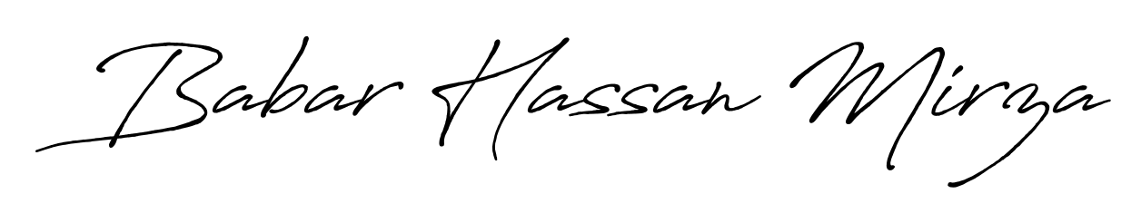 Achieve flawless digital penmanship with Babar Hassan Mirza name in Antro_Vectra_Bolder font. The perfect tool for creating online signatures. Babar Hassan Mirza signature style 7 images and pictures png