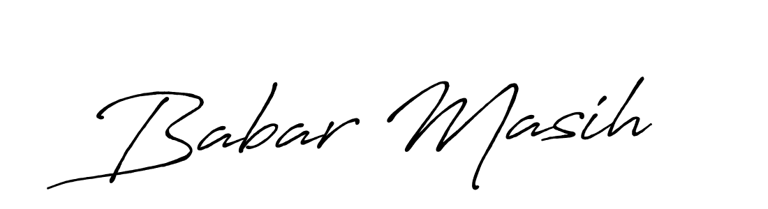 Use a signature maker to create a handwritten signature online. With this signature software, you can design (Antro_Vectra_Bolder) your own signature for name Babar Masih. Babar Masih signature style 7 images and pictures png