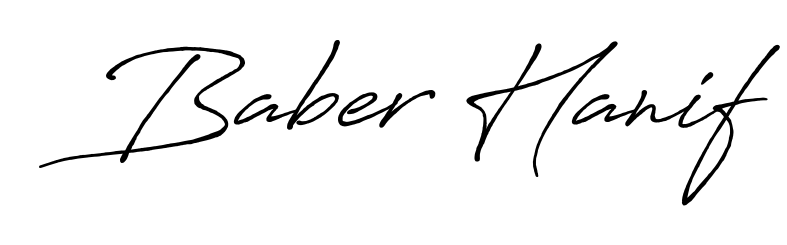 Build your personal autograph collection for name Baber Hanif with Antro_Vectra_Bolder design. Browse, select, and save your favorites. Baber Hanif signature style 7 images and pictures png