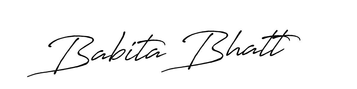 How to make Babita Bhatt name signature. Use Antro_Vectra_Bolder style for creating short signs online. This is the latest handwritten sign. Babita Bhatt signature style 7 images and pictures png