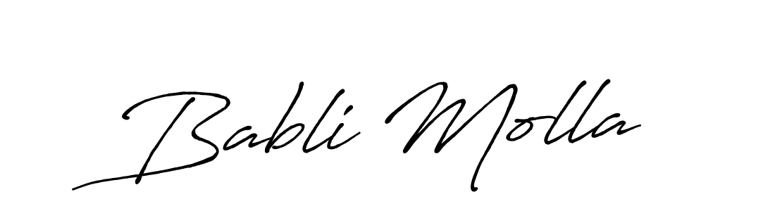 Use a signature maker to create a handwritten signature online. With this signature software, you can design (Antro_Vectra_Bolder) your own signature for name Babli Molla. Babli Molla signature style 7 images and pictures png