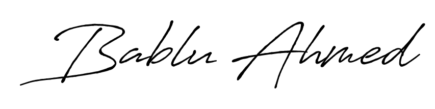Use a signature maker to create a handwritten signature online. With this signature software, you can design (Antro_Vectra_Bolder) your own signature for name Bablu Ahmed. Bablu Ahmed signature style 7 images and pictures png