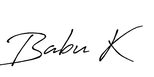 Babu K stylish signature style. Best Handwritten Sign (Antro_Vectra_Bolder) for my name. Handwritten Signature Collection Ideas for my name Babu K. Babu K signature style 7 images and pictures png