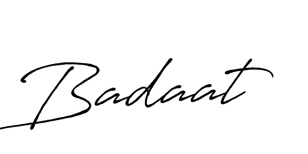 Use a signature maker to create a handwritten signature online. With this signature software, you can design (Antro_Vectra_Bolder) your own signature for name Badaat. Badaat signature style 7 images and pictures png