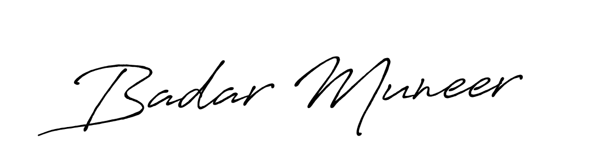 Design your own signature with our free online signature maker. With this signature software, you can create a handwritten (Antro_Vectra_Bolder) signature for name Badar Muneer. Badar Muneer signature style 7 images and pictures png