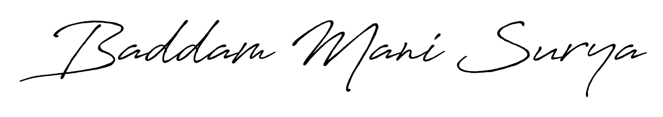 Achieve flawless digital penmanship with Baddam Mani Surya name in Antro_Vectra_Bolder font. The perfect tool for creating online signatures. Baddam Mani Surya signature style 7 images and pictures png